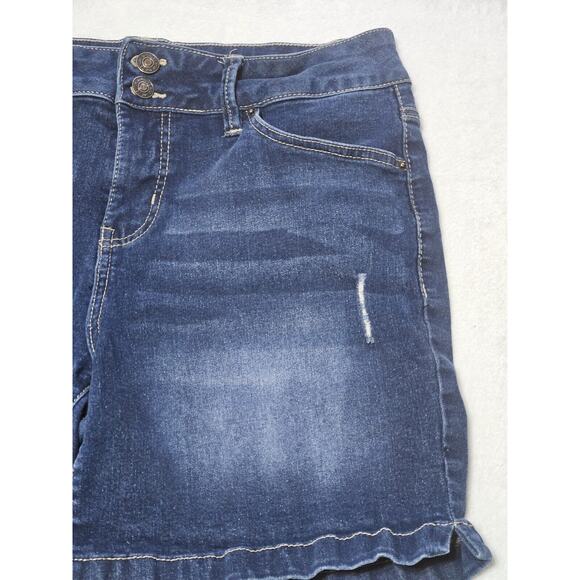 Royalty For Me Shorts Womens 8 Dark Blue Denim High Rise Stretch Shorts - Picture 2 of 10